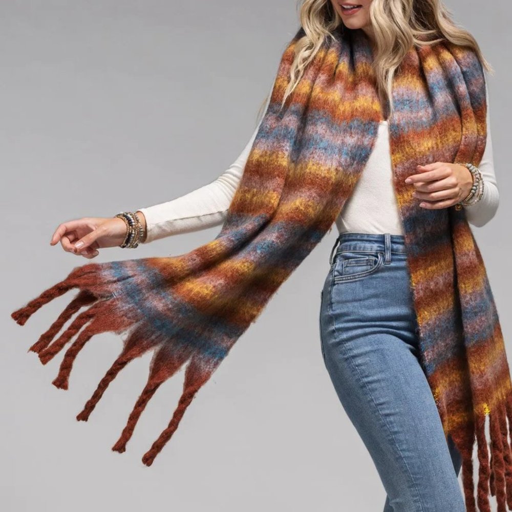 Simone Stripe Tassel Scarf